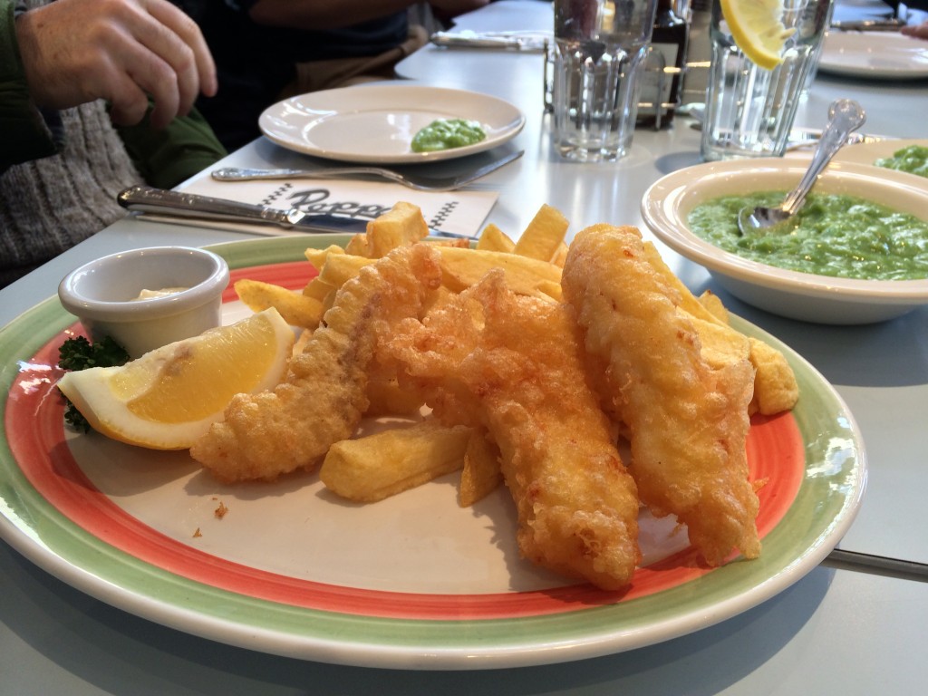 Fish and chips to share at Poppies